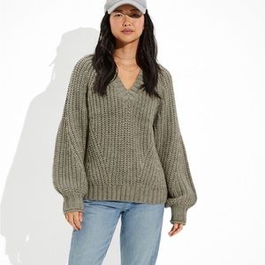 American Eagle Sage Green Oversized Sweater